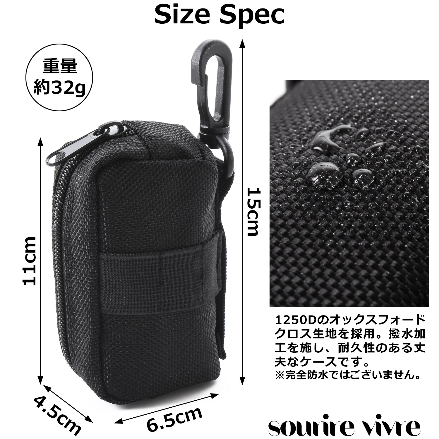 ゴルフボールケース 2個入れ用 ティ刺し付 ブラック - 画像 (6)